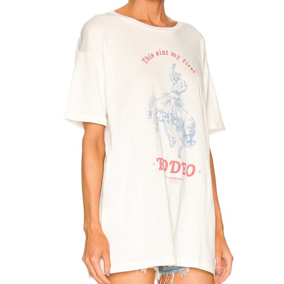 NEW The Laundry Room This Ain't My First Rodeo Oversized Tee Super Bright White - Picture 3 of 4